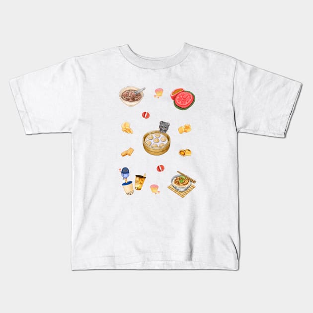 Taiwanese Food and Animals❤️ Kids T-Shirt by Rose Chiu Food Illustration